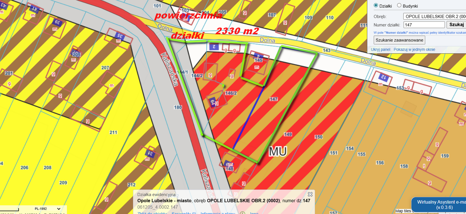 DZIAŁKA POD BUDYNEK USŁUGOWO-MIESZKANIOWY / OPOLE LUBELSKIE | 2330 m²