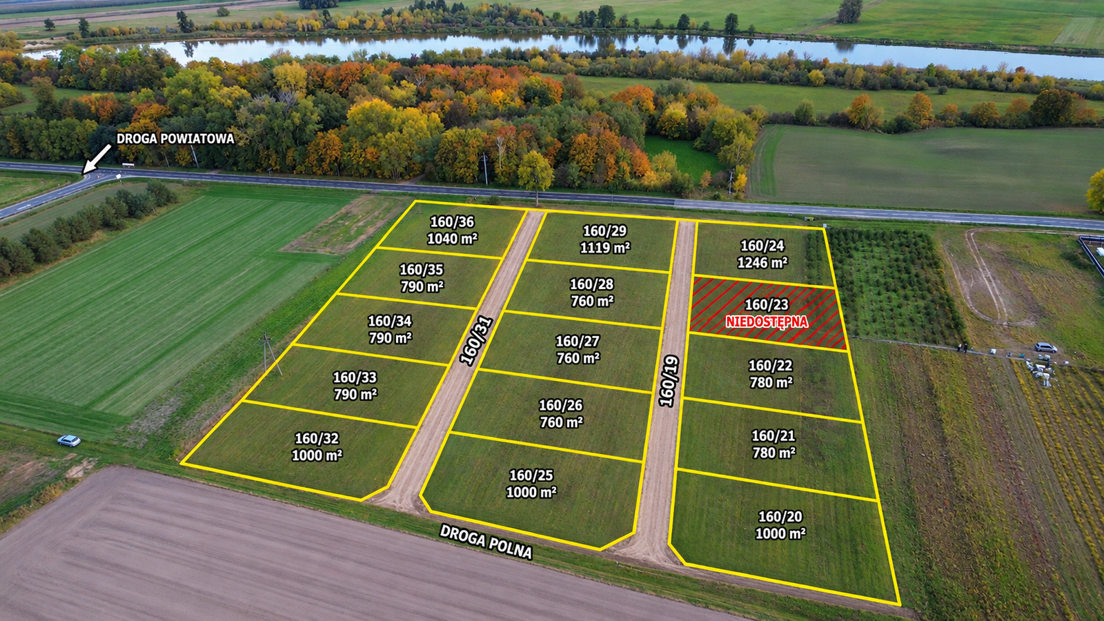 15 działek z WZ | Dom jednorodzinny | Gąsiorowo | 760–1246 m²